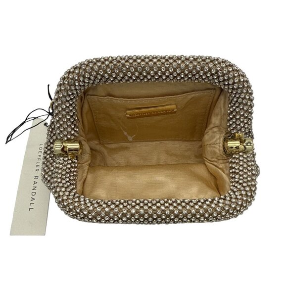 LOEFFLER RANDALL Women's Doris Crystal Rhinestone Mesh Mini Frame Pouch Bag Gold - Picture 7 of 10